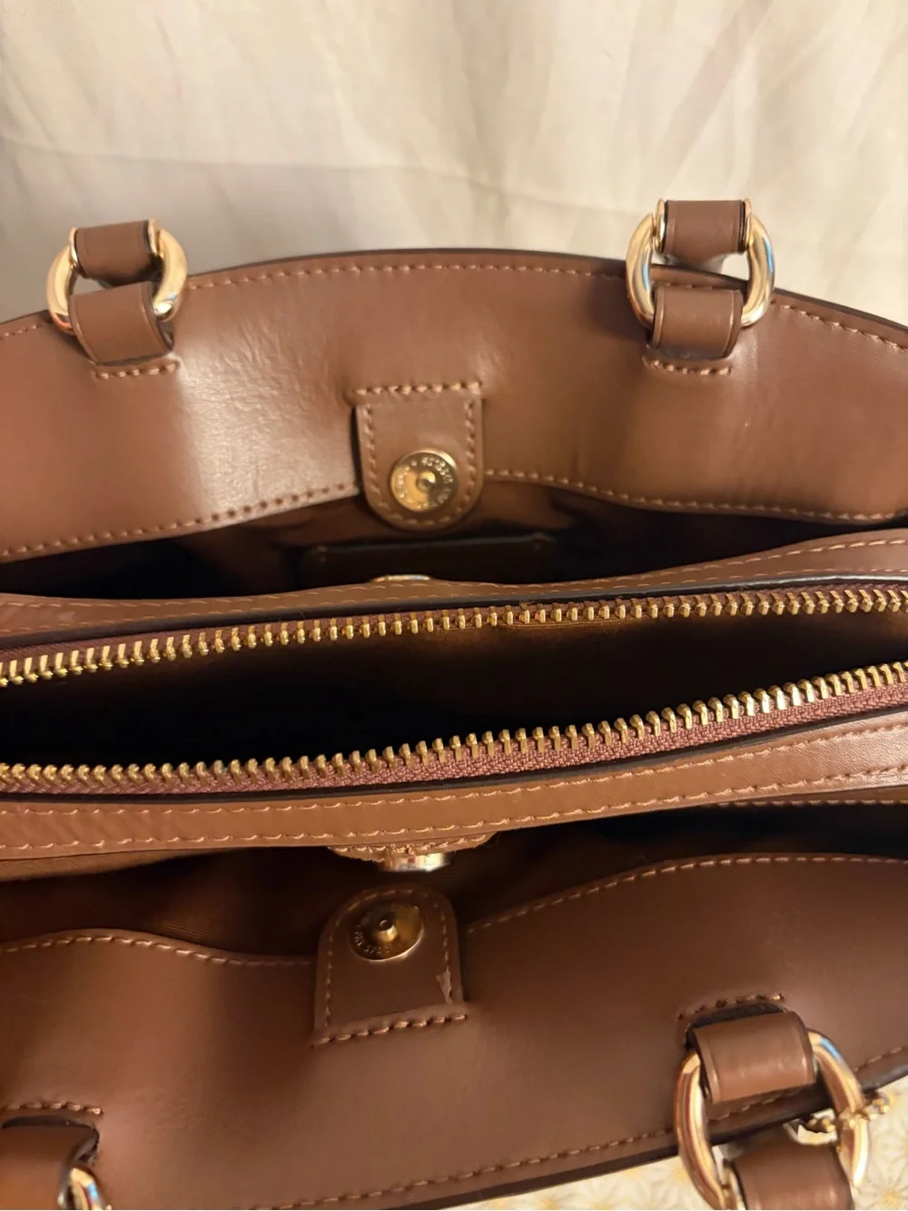 Coach Brown Signature Canvas Satchel with Leather Trim